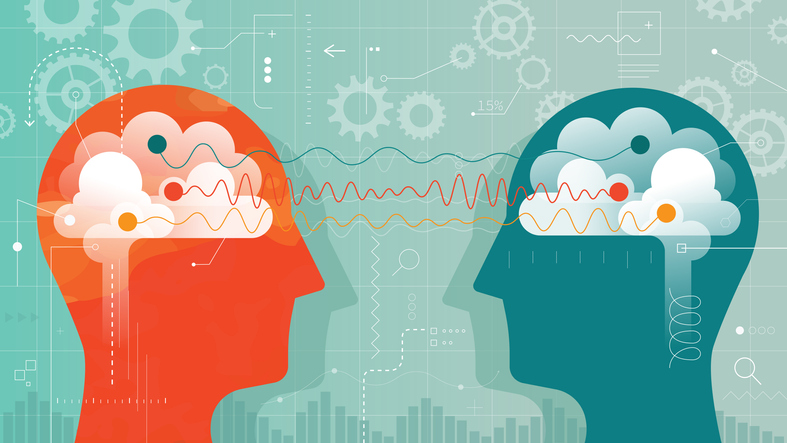 Two Heads Connected With Different Brain Waves Two Heads Connected With Different Brain Waves